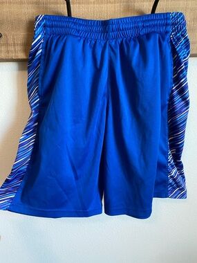 Hind Blue Athletic Kids Shorts with Patterned Side Panels